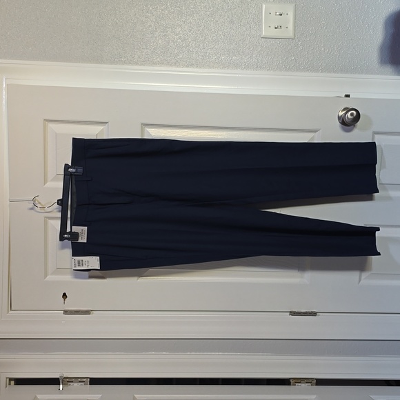 Kenneth Cole Reaction Men's Stretch Slim-Fit Flat-Front Pant-Dark blue 33Wx30L** - Picture 1 of 5